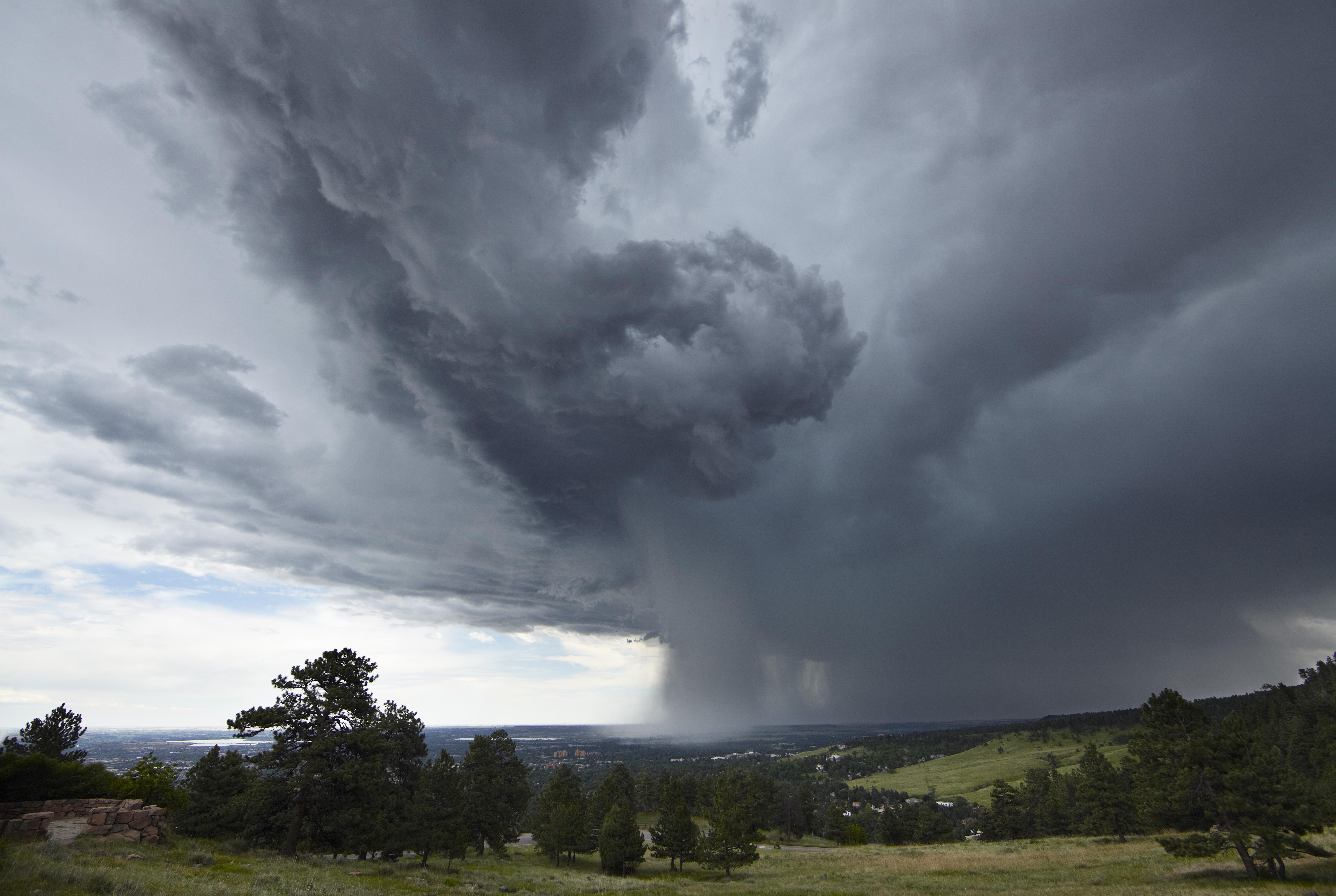 Dramatic clouds with heavy rain