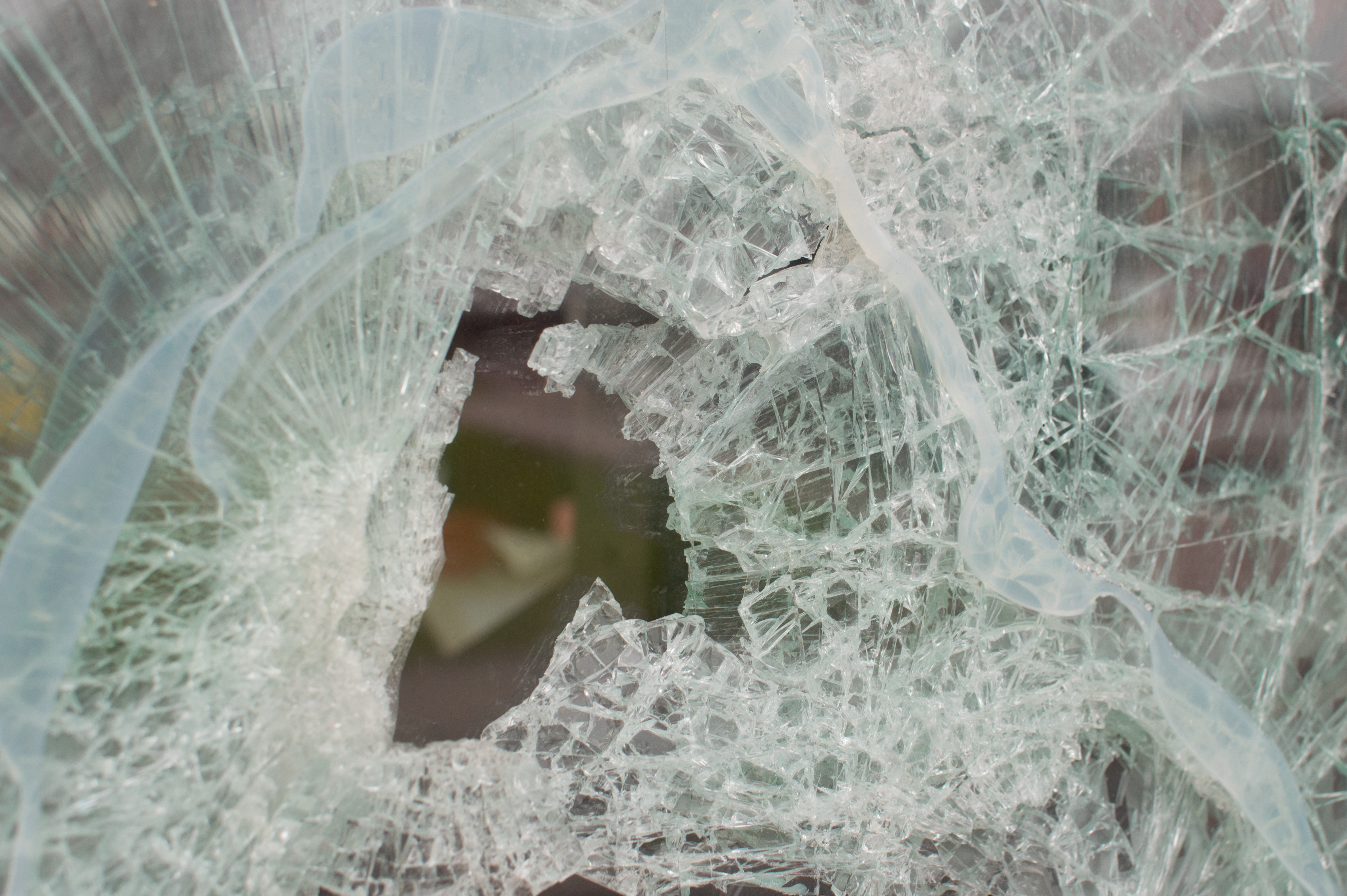 Smashed cafeteria window