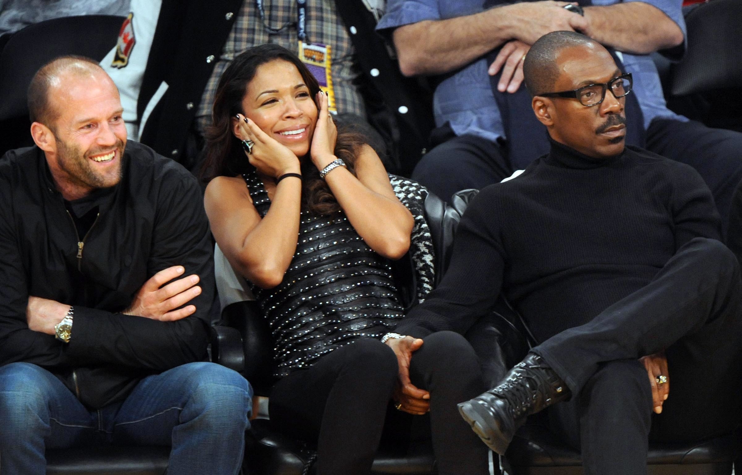 EDDIE MURPHY, MYSTERY GIRL, JEFFREY KATZENEBERG, AND JASON STATHAM