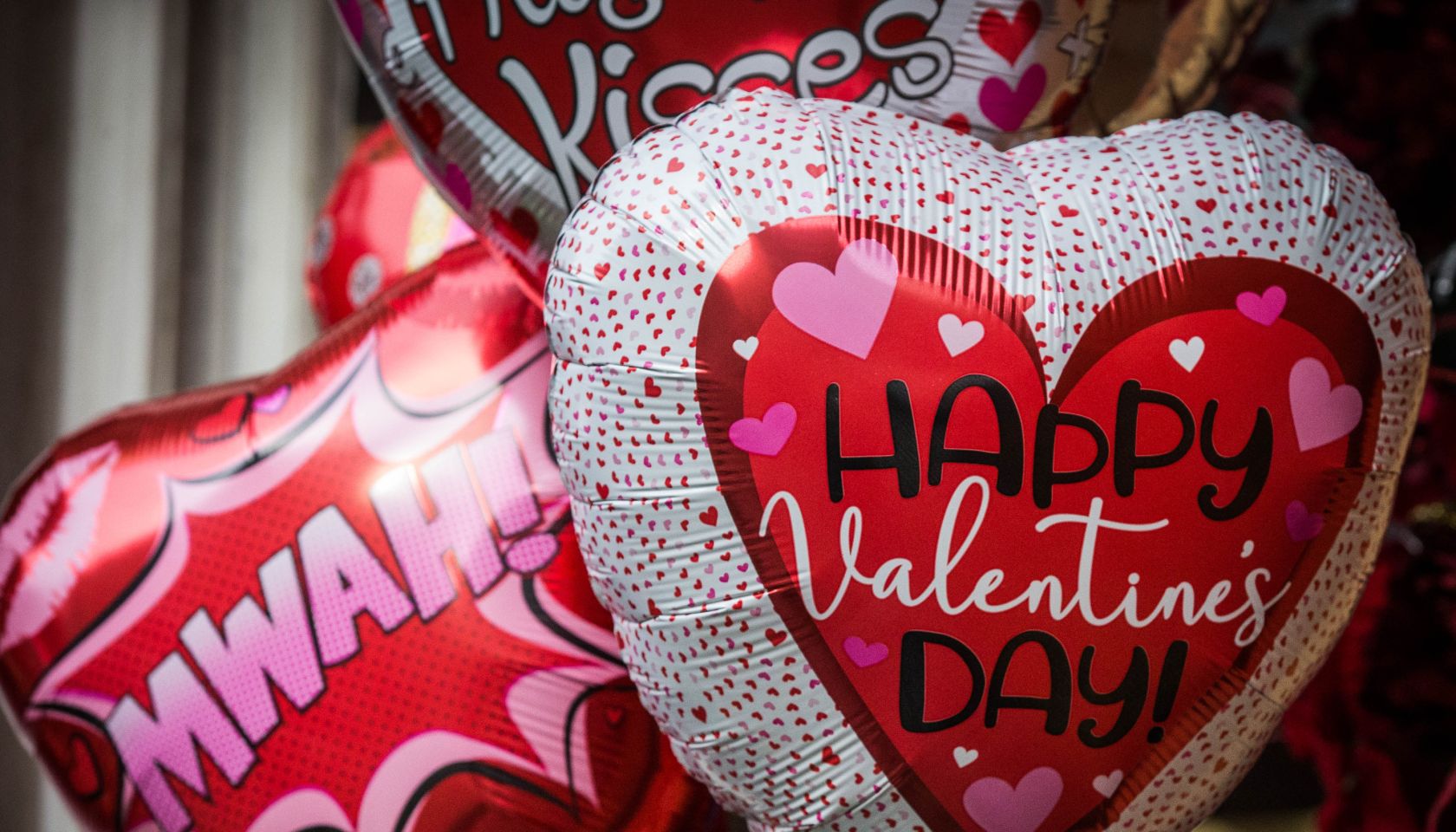 Valentine's day displays at shops in London's Marylebone Station.
