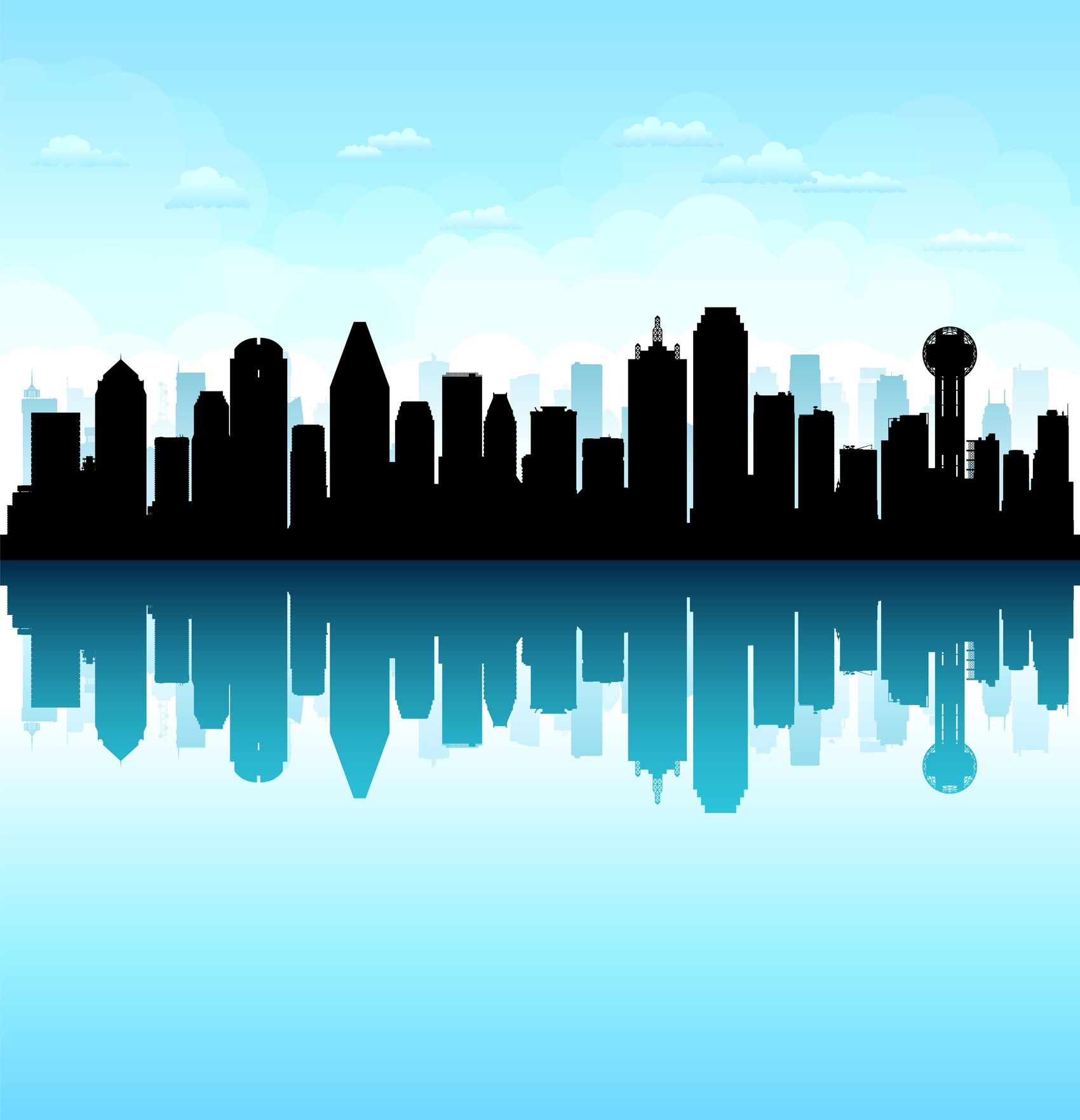 Dallas Skyline Silhouette (All Buildings Are Moveable and Complete)