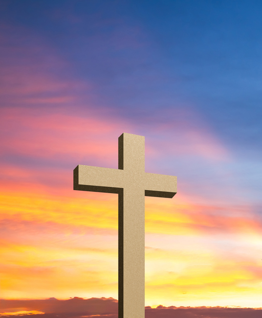 Cross christian god religion on sunset