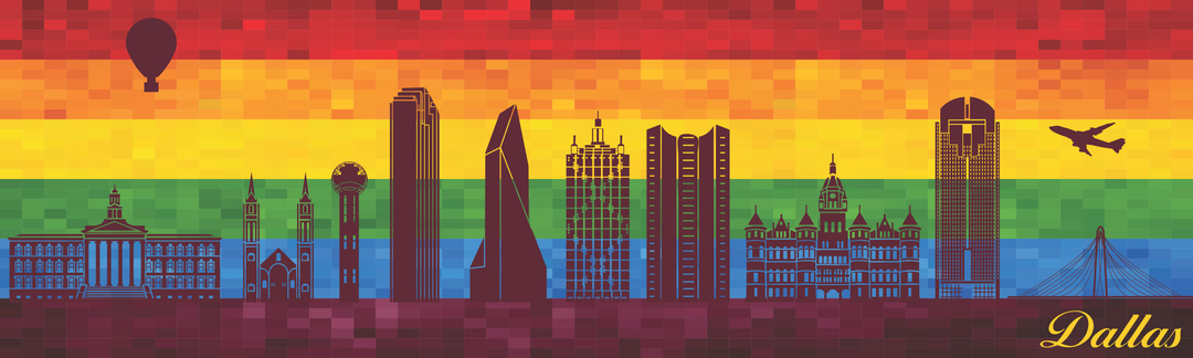 Dallas on LGBT flag background