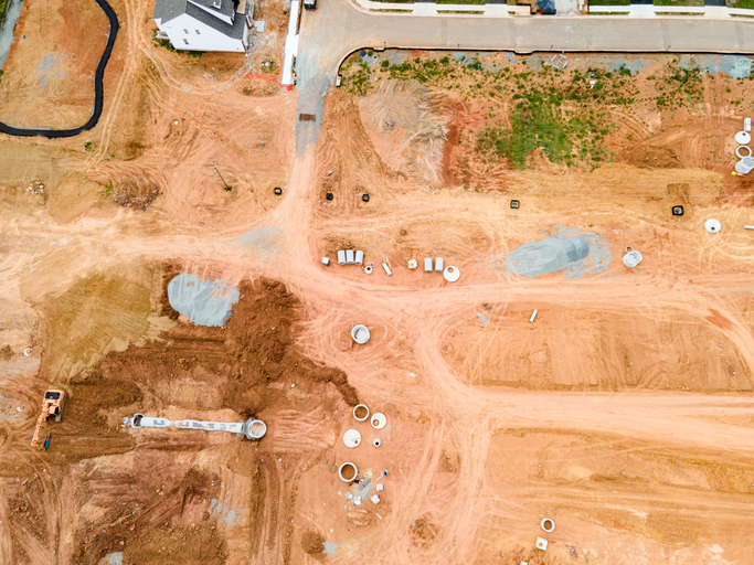 Construction site with prepared place for construction.